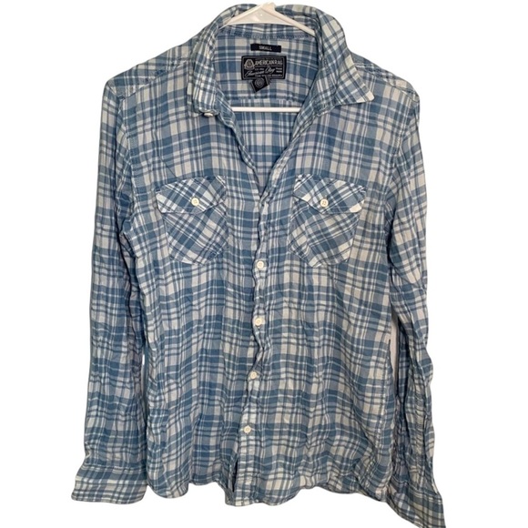 American Rag Button Down Shirt Blue White Plaid - Picture 1 of 9